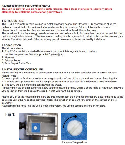 EFC3/8BSPNE Revotec electronic fan controller 3/8" BSP threaded