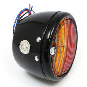 CA1249-WO: 'Toby' round rear lamp (equivalent to the Lucas ST38/'Pork Pie') with INDICATOR conversion - Black without Number Plate window from £107.18 each