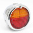Toby round rear lamp LED (equivalent to the Lucas ST38/'Pork Pie') with INDICATOR conversion - Chrome WITH Number Plate window - FITTED LED LIGHT BOARD
