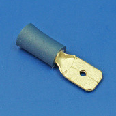 PISPMB63: Partially insulated MALE 6.3mm spade connector for for 1.5 to 2.5mm^2 cable - Pack of 10 from £0.61 per 10