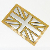 UNIONCUT: Union jack flag badge, cut out plastic chrome, self adhesive from £9.15 each