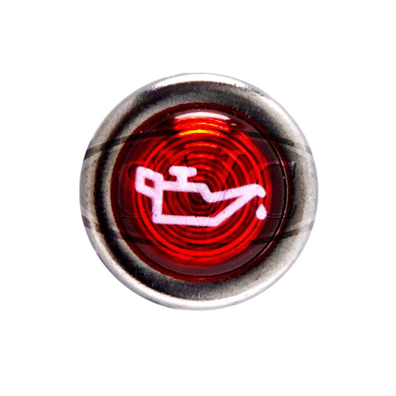WLOIL Chrome rimmed panel warning light Red, oil pressure Warning